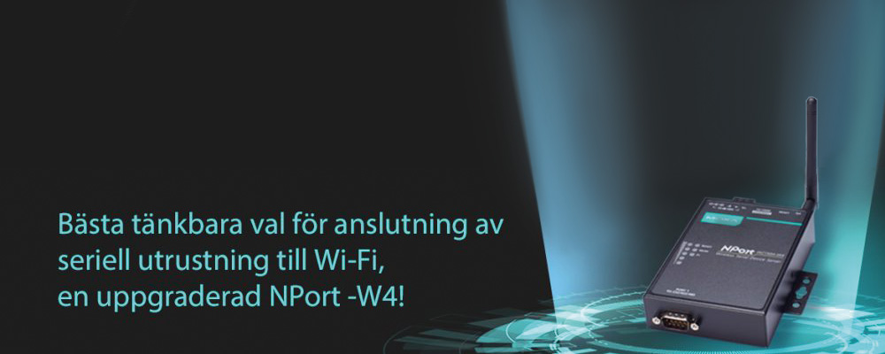 Nport "Bästa tänkbara val för anslutning av seriell utrustning till Wi-Fi, en uppgraderad NPort-W4!"