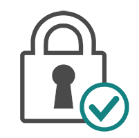 Grafisk ikon på hänglås och ifylld kryssruta